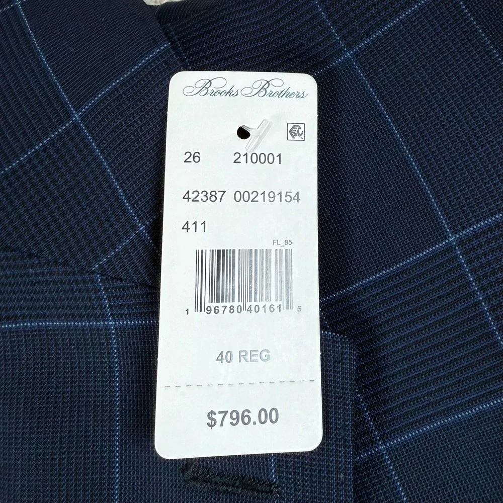 NEW Brooks Brothers 40R 34x32 Windowpane Explorer Vitale Barberis Canonico Suit